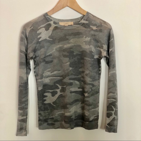 LOFT Sweaters - Grey Camouflage Shimmery Sweater XXSP